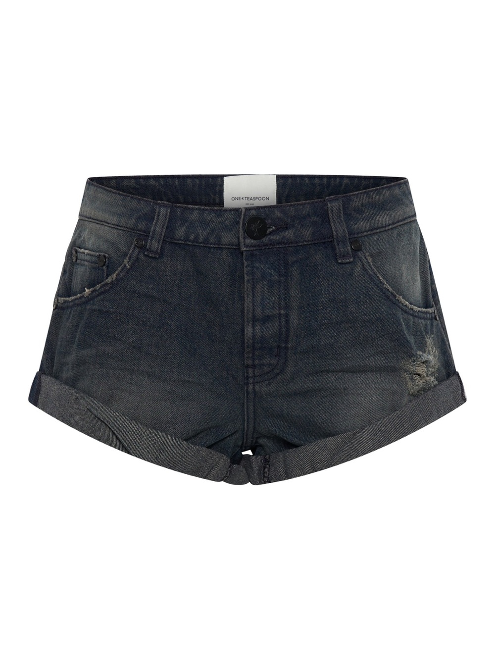 One Teaspoon Bandits Low Waist Denim Shorts Fox Black Size 26 🖤🍒
